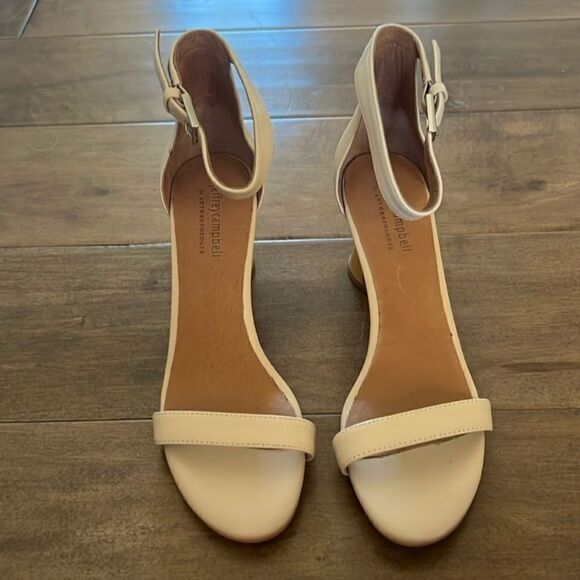 Jeffrey Campbell Ivory Leather Striped Sandal One Strap Heels US 8.5 - Picture 2 of 7